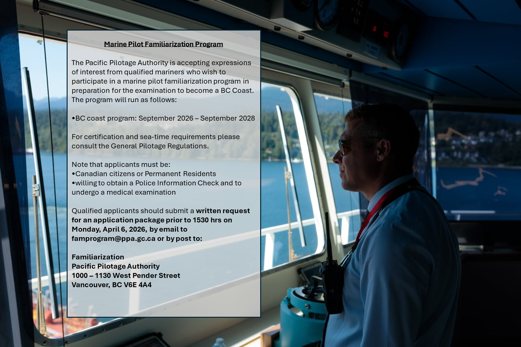 Marine Pilot Familiarization Program