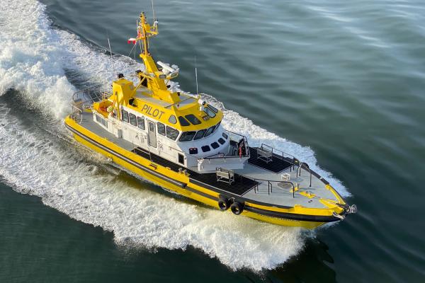 Pilot boat under way