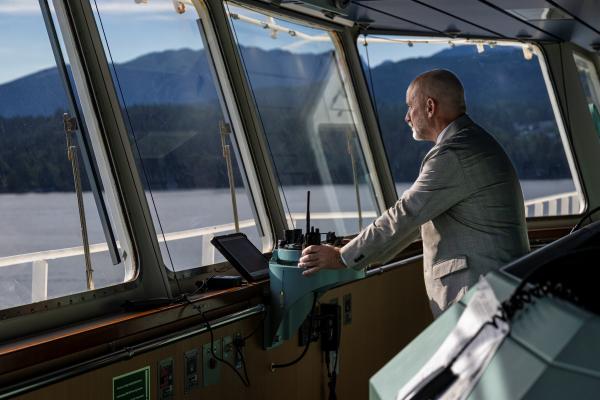 pilot on bridge